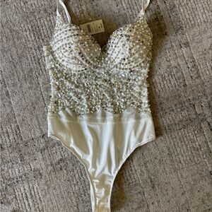 Windsor White and Silver Embellished Bodysuit